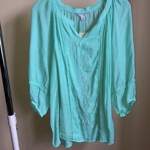 Lifestyle Attitudes Sz 2x seafoam green blouse